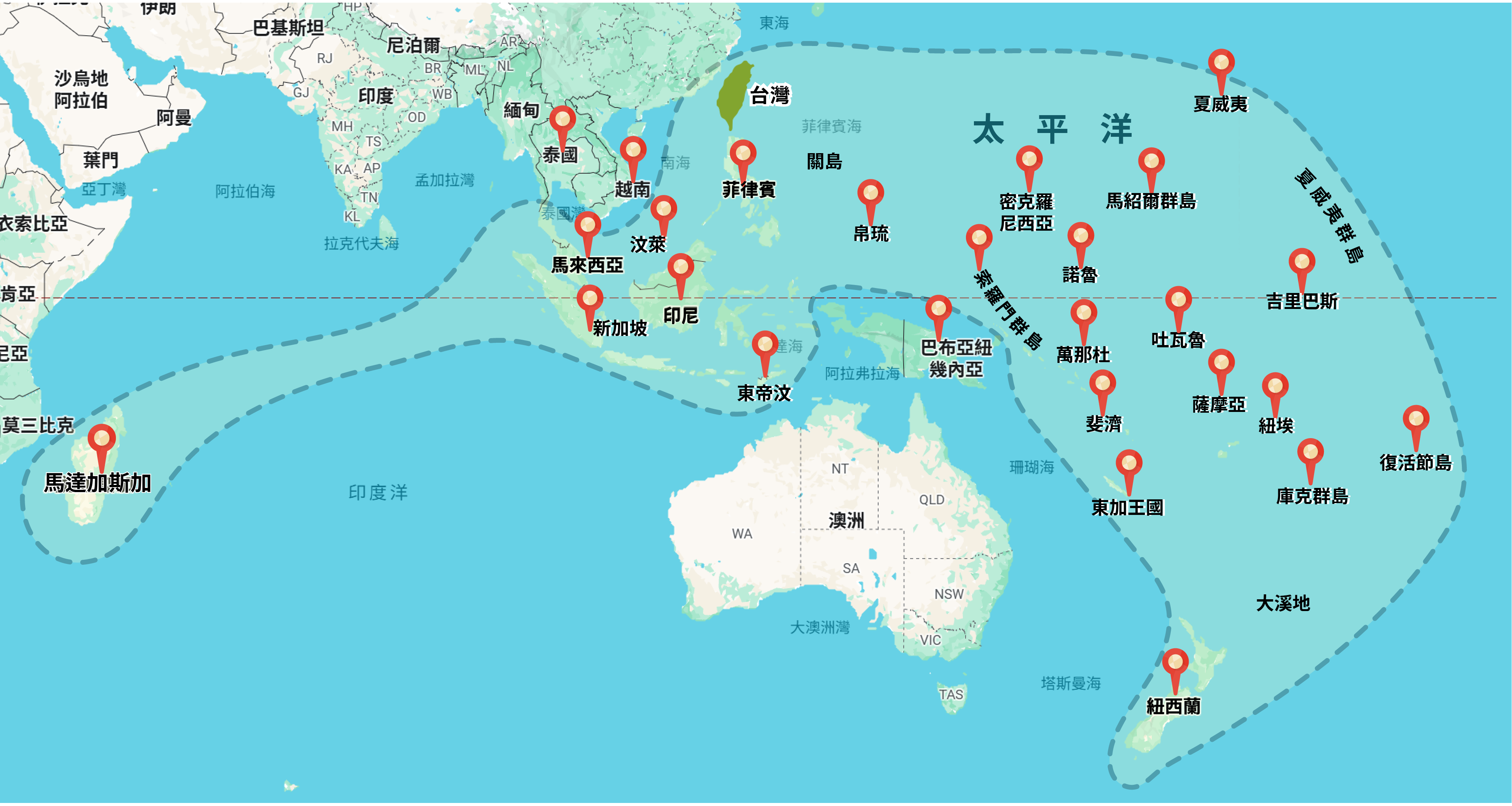 南島語系國家分佈圖